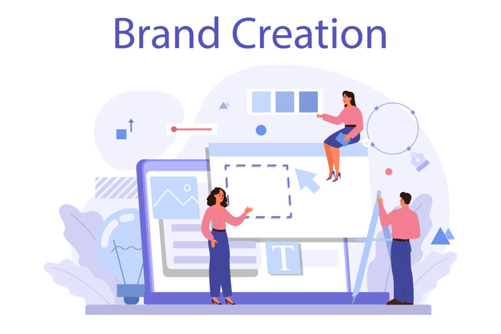 brand creation concept. marketing specialist design unique company